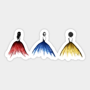 Ballgown Girls: Red, Blue, Yellow Sticker